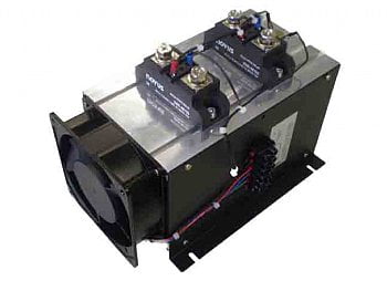 100 amp @ 480VAC 3PH (max) double pole solid state relay, 4-32VDC input with heat sink and fan by Payne - SSR-2P-100A-480V-NDP3